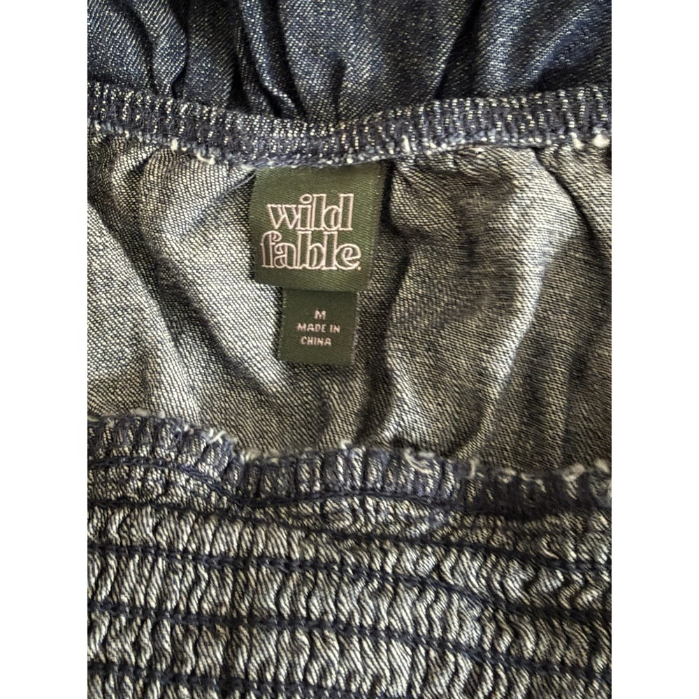 Wild Fable Women's Dark Blue Denim Cap Sleeve Mini A-Line Dress Size M NWT - Picture 7 of 7